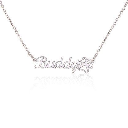 Classic Paw Print Name Necklace